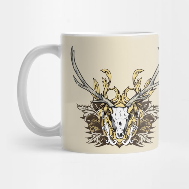 Deer Skull with Engraved Floral by ddtk